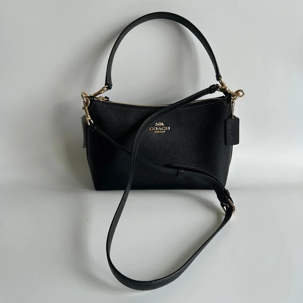 Coach Clara Black Crossgrain Leather Shoulder Bag CE584 NWT